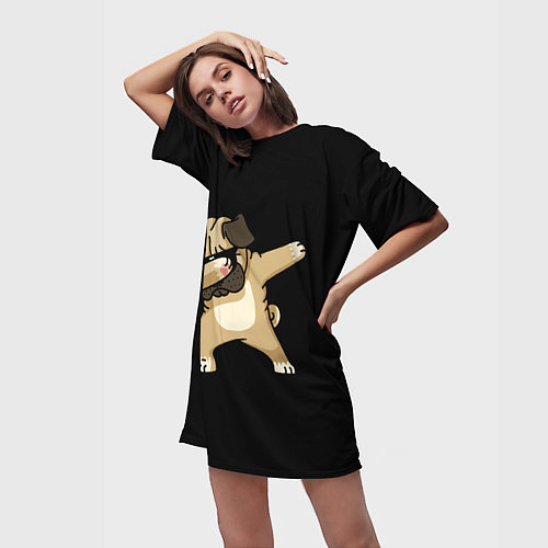 Женская длинная футболка Mops Dab / 3D-принт – фото 3