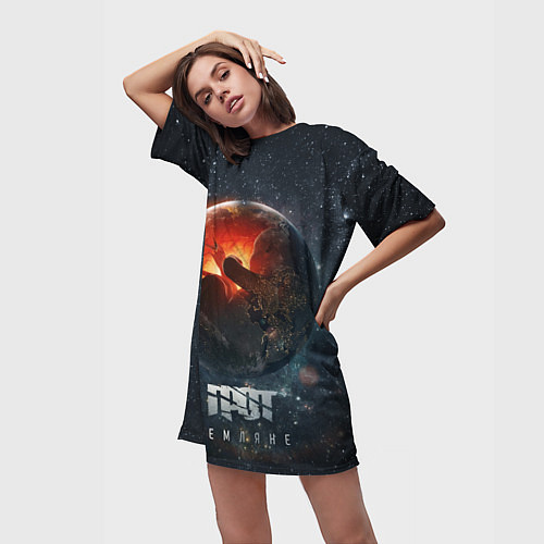 Женская длинная футболка ГРОТ: Земляне / 3D-принт – фото 3