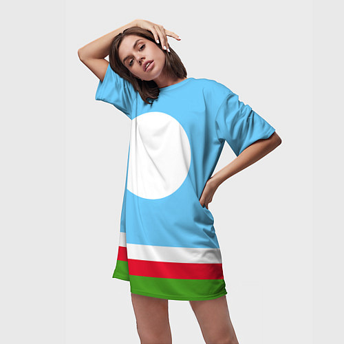 Женская длинная футболка Республика Саха / 3D-принт – фото 3