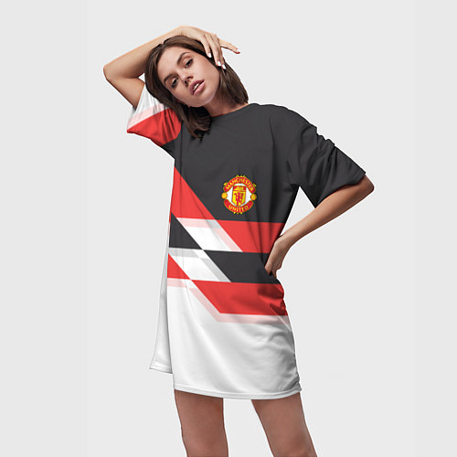 Женская длинная футболка Manchester United: Stipe / 3D-принт – фото 3