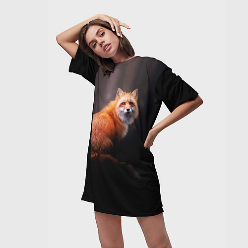 Женская длинная футболка Лис в сумраке / 3D-принт – фото 3