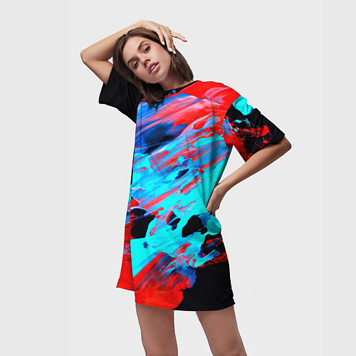 Женская длинная футболка Краски лета / 3D-принт – фото 3