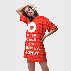 Футболка женская длинная Keep Calm & Gimme a donut, цвет: 3D-принт — фото 2