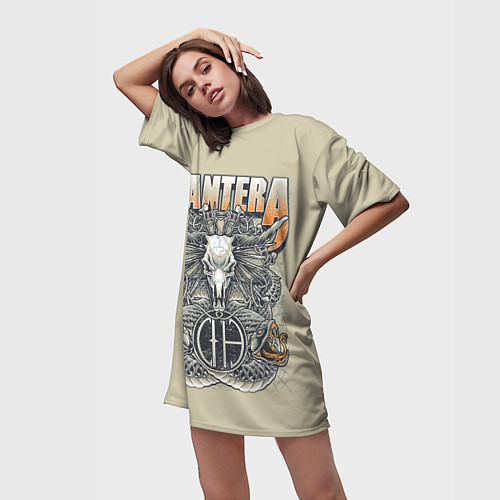Женская длинная футболка Pantera: Wild Goat / 3D-принт – фото 3