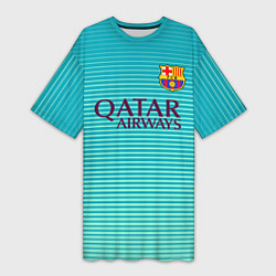 Футболка женская длинная Barcelona FC: Aqua, цвет: 3D-принт