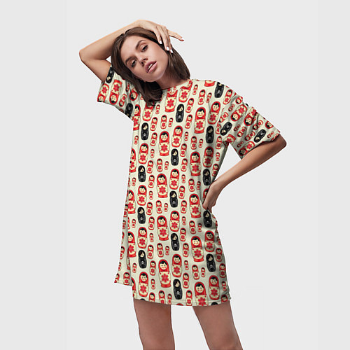 Женская длинная футболка Матрешки и эмо / 3D-принт – фото 3