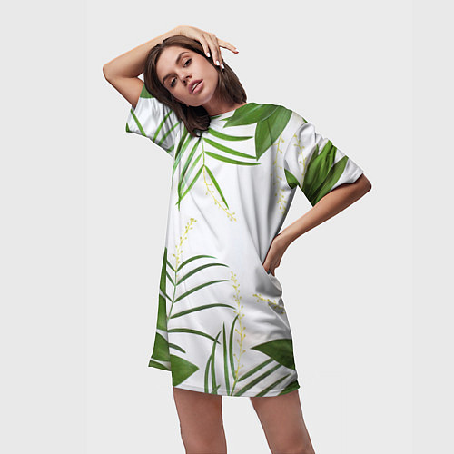 Женская длинная футболка Растительность / 3D-принт – фото 3