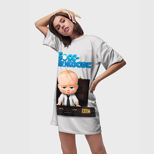 Женская длинная футболка Босс-молокосос / 3D-принт – фото 3