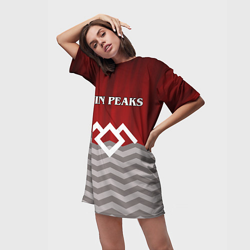Женская длинная футболка Twin Peaks / 3D-принт – фото 3