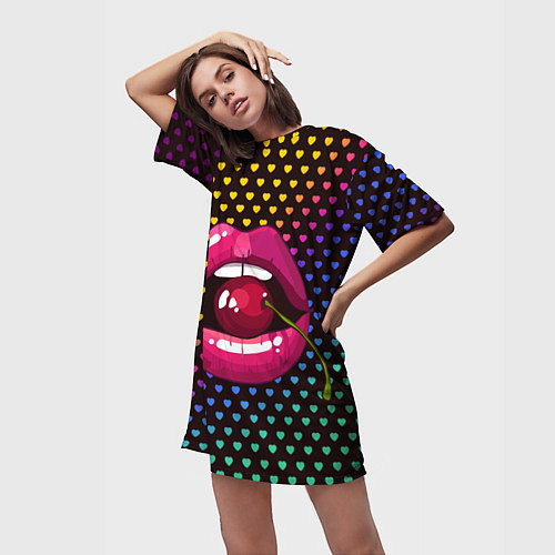Женская длинная футболка Pop art / 3D-принт – фото 3