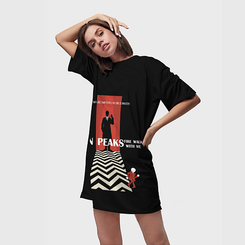 Женская длинная футболка Twin Peaks Man / 3D-принт – фото 3