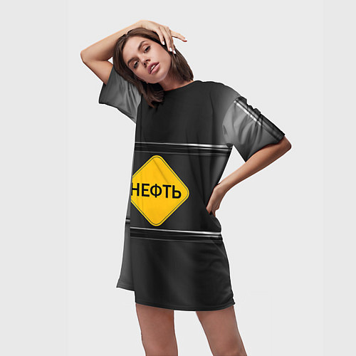 Женская длинная футболка Нефть / 3D-принт – фото 3