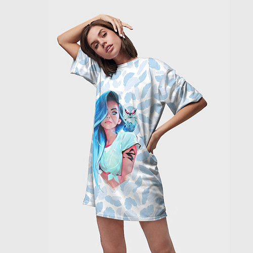 Женская длинная футболка Девушка с совой / 3D-принт – фото 3