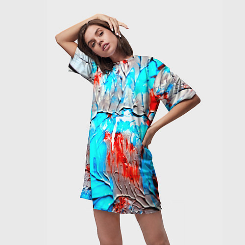 Женская длинная футболка Буйство красок / 3D-принт – фото 3