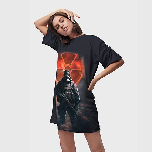 Женская длинная футболка STALKER: Red Sun / 3D-принт – фото 3