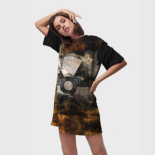 Женская длинная футболка STALKER: Nuclear / 3D-принт – фото 3