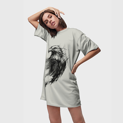 Женская длинная футболка Дикий орел / 3D-принт – фото 3