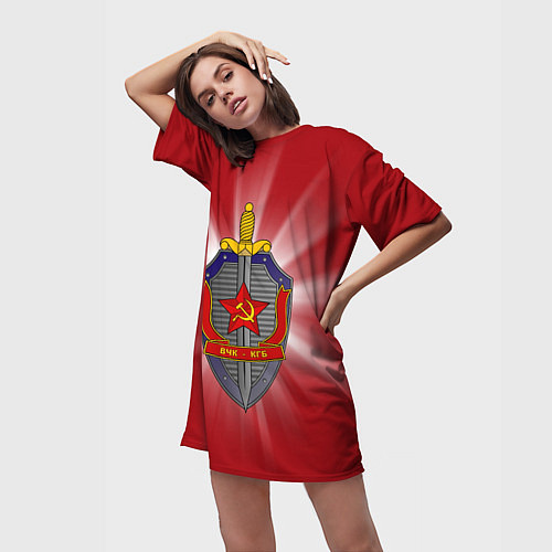 Женская длинная футболка КГБ / 3D-принт – фото 3