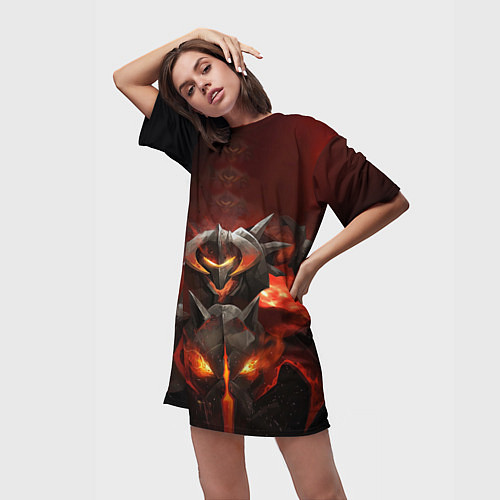 Женская длинная футболка Chaos Knight: Fire / 3D-принт – фото 3