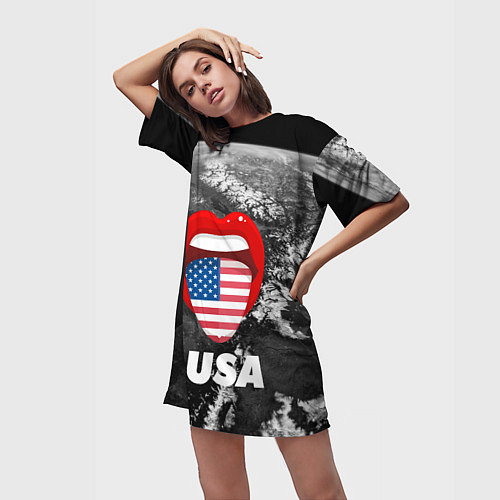 Женская длинная футболка USA / 3D-принт – фото 3