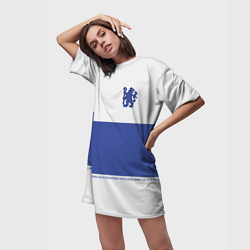 Женская длинная футболка Chelsea - Premium,Season 2022 / 3D-принт – фото 3