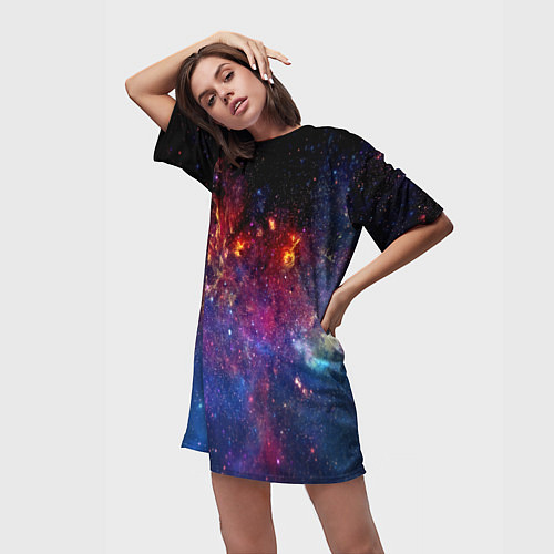 Женская длинная футболка Космос / 3D-принт – фото 3