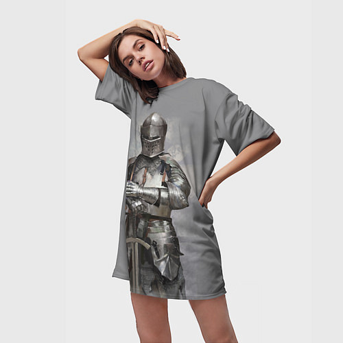 Женская длинная футболка Рыцарь / 3D-принт – фото 3