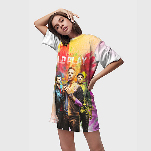 Женская длинная футболка Coldplay / 3D-принт – фото 3