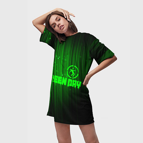 Женская длинная футболка Green Day лучи / 3D-принт – фото 3
