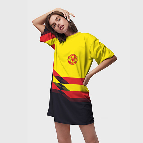 Женская длинная футболка Man United FC: Yellow style / 3D-принт – фото 3