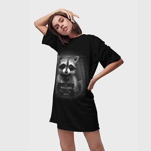 Женская длинная футболка Енот преступник / 3D-принт – фото 3