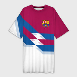 Футболка женская длинная Barcelona FC: White style, цвет: 3D-принт