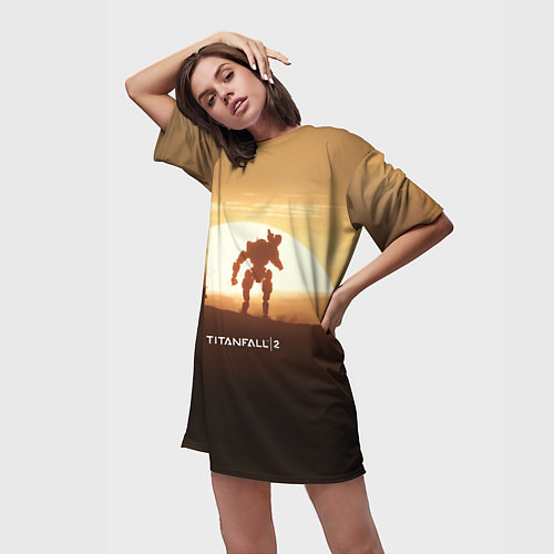Женская длинная футболка Titanfall 2: Sunrise / 3D-принт – фото 3