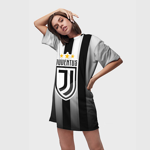 Женская длинная футболка Juventus FC: New logo / 3D-принт – фото 3