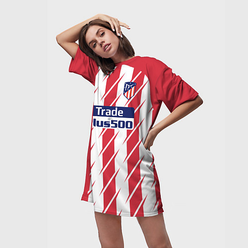 Женская длинная футболка Atletico Madrid FC: Grizman Home 17/18 / 3D-принт – фото 3