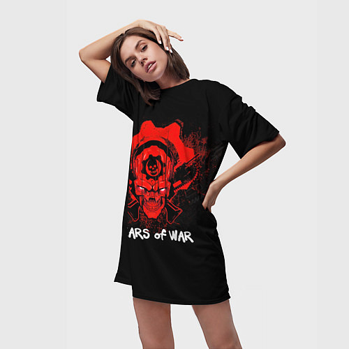 Женская длинная футболка Gears of War: Red Skull / 3D-принт – фото 3