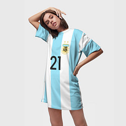 Футболка женская длинная Сборная Аргентины: Диабола ЧМ-2018, цвет: 3D-принт — фото 2