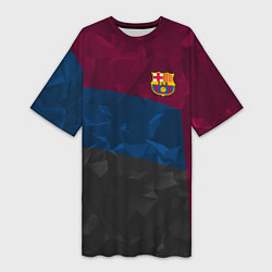 Футболка женская длинная FC Barcelona: Dark polygons, цвет: 3D-принт