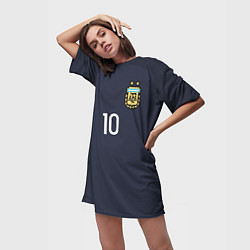 Футболка женская длинная Сборная Аргентины: Месси ЧМ-2018, цвет: 3D-принт — фото 2