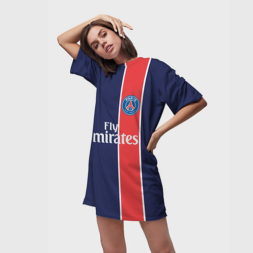 Женская длинная футболка FC PSG: Original / 3D-принт – фото 3