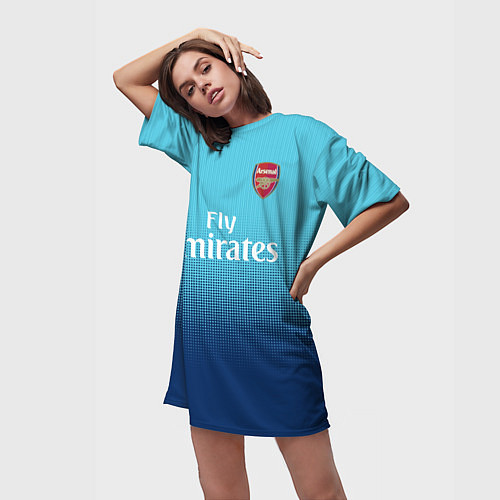 Женская длинная футболка Arsenal FC: Blue Away 17/18 / 3D-принт – фото 3
