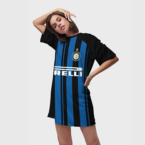 Женская длинная футболка Inter FC: Home 17/18 / 3D-принт – фото 3