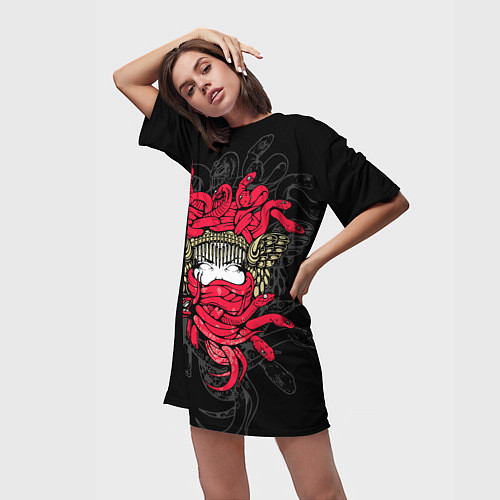 Женская длинная футболка Горгона Медуза / 3D-принт – фото 3
