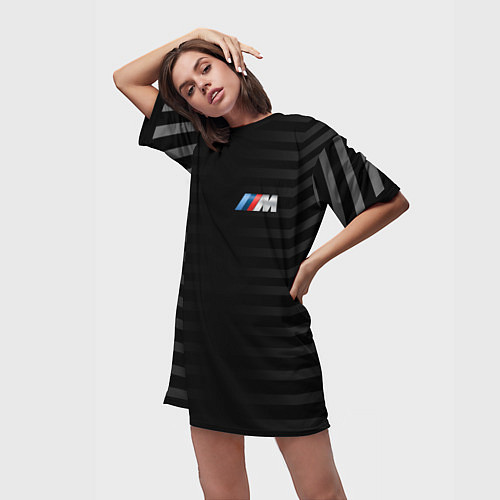 Женская длинная футболка BMW M BLACK & GREY / 3D-принт – фото 3