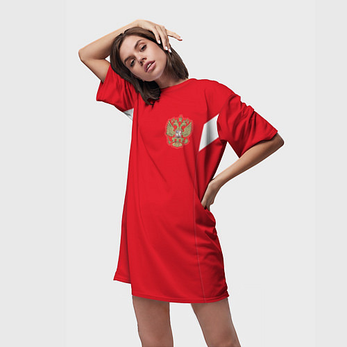 Женская длинная футболка Сборная России: ЧМ 2018 / 3D-принт – фото 3