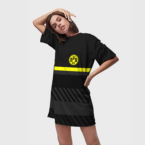 Женская длинная футболка FC Borussia 2018 Original #3 / 3D-принт – фото 3
