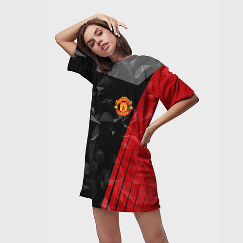 Женская длинная футболка FC Manchester United: Abstract / 3D-принт – фото 3