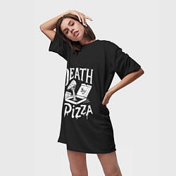 Футболка женская длинная Death By Pizza, цвет: 3D-принт — фото 2