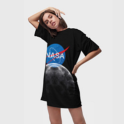 Футболка женская длинная NASA: Moon Rise, цвет: 3D-принт — фото 2