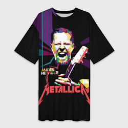 Футболка женская длинная Metallica: James Alan Hatfield, цвет: 3D-принт